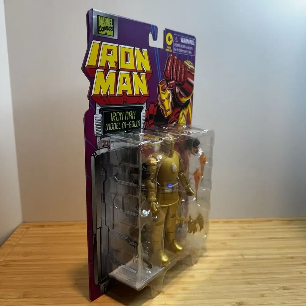 Marvel Legends Iron Man Model 01 Gold Retro Card 6” Action Figure Hasbro MOC